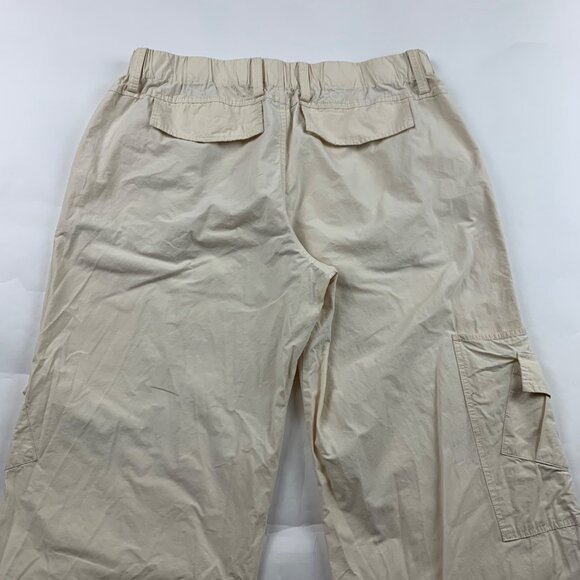 Elodie Cream Poplin Canvas Wide Leg Cargo Pant L - Picture 8 of 10